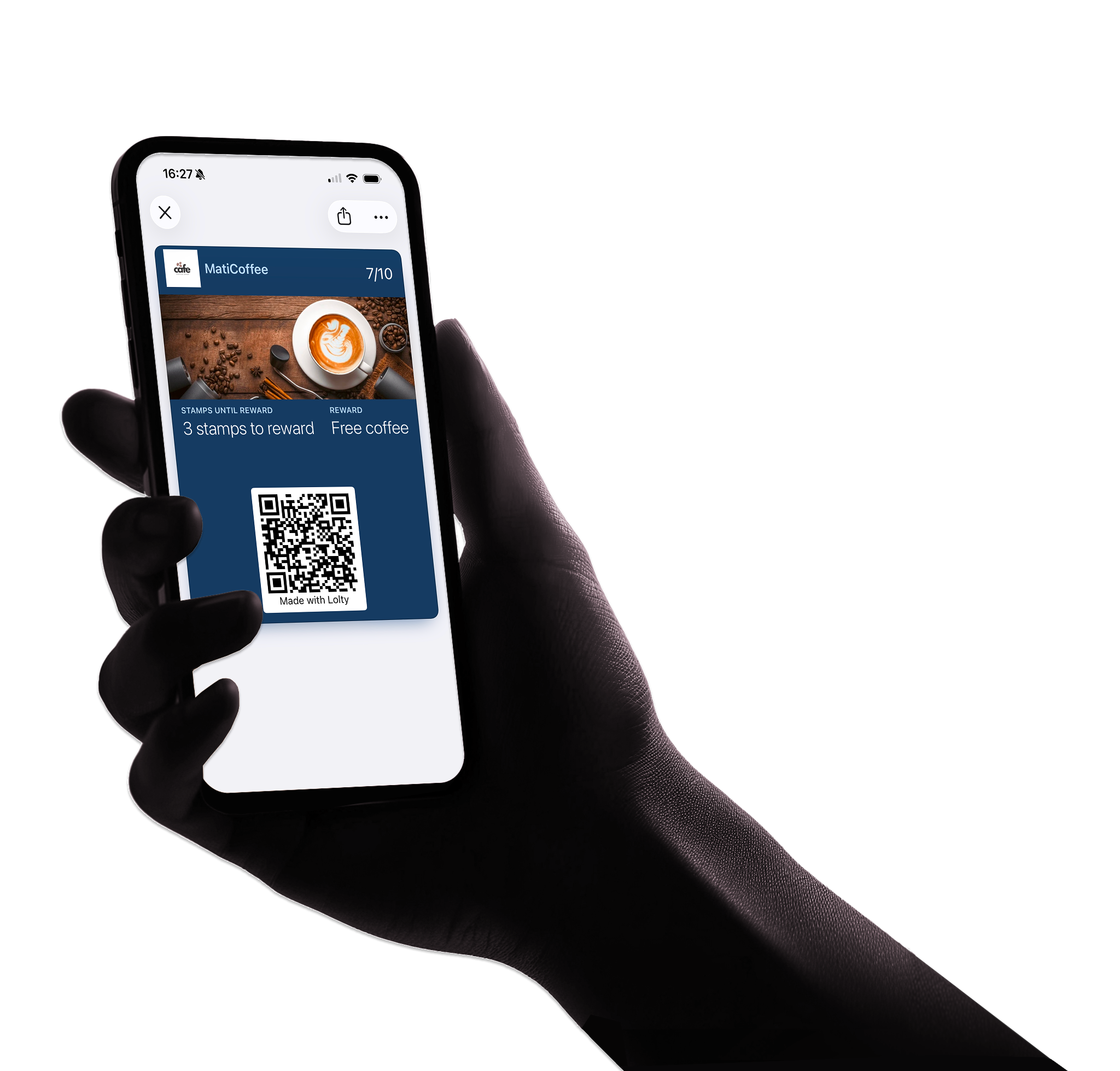Lolty digital loyalty card displayed on an iPhone in Apple Wallet
